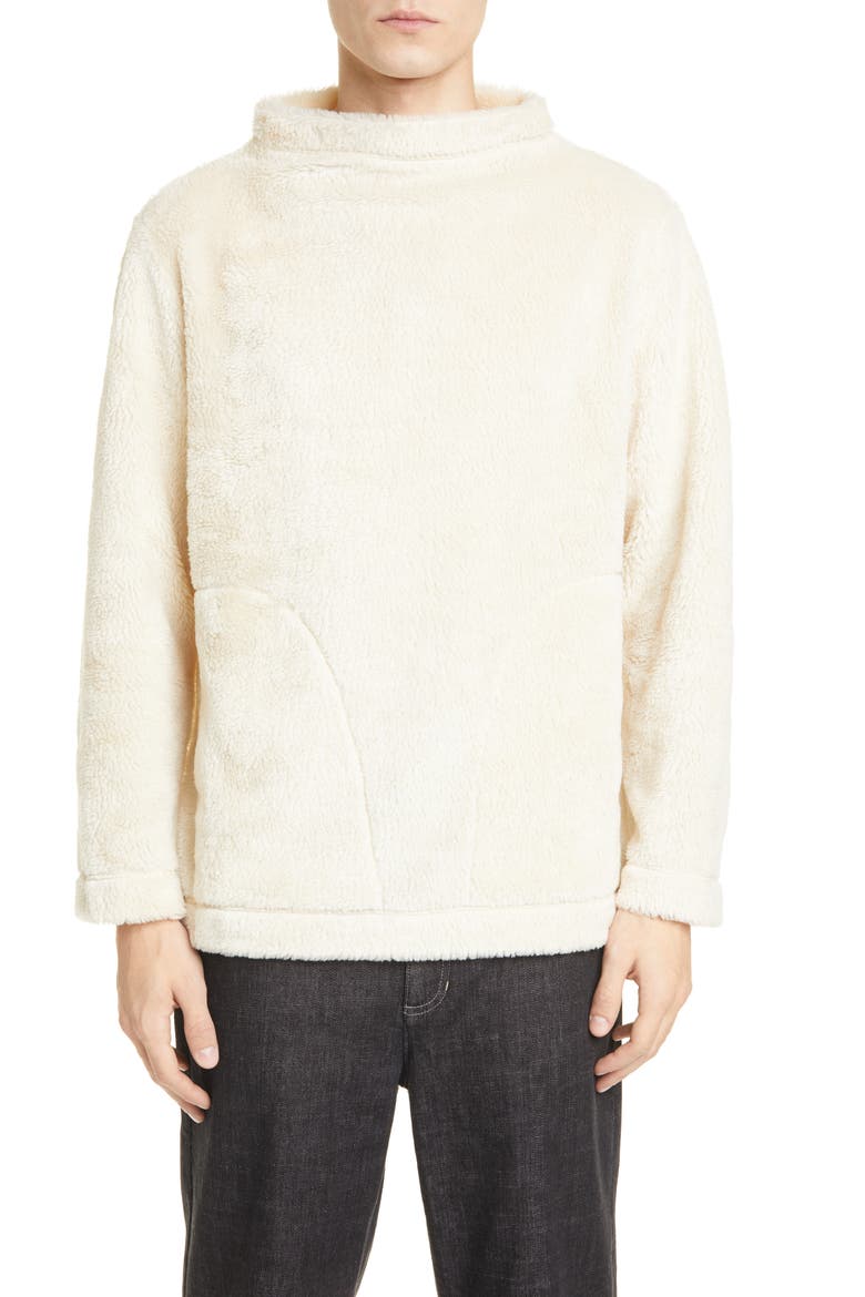 Funnel Neck Recycled Polyester Fleece Top (Nordstrom Exclusive), Alternate, color, SOFT WHITE