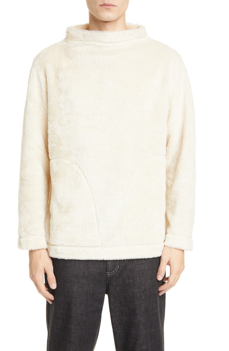 Eileen Fisher Funnel Neck Recycled Polyester Fleece Top, Alternate, color,