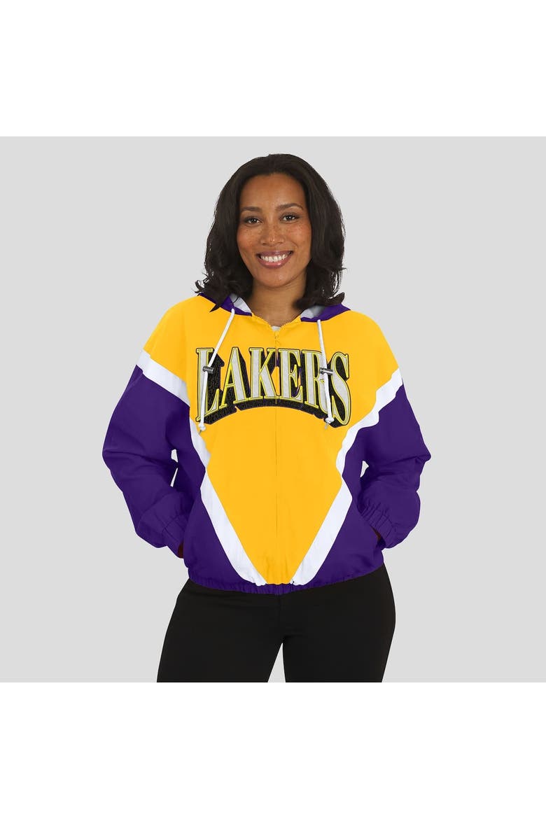 Women's WEAR by Erin Andrews  Gold/Purple Los Angeles Lakers Color-Block Full-Zip Windbreaker, Alternate, color, Gold