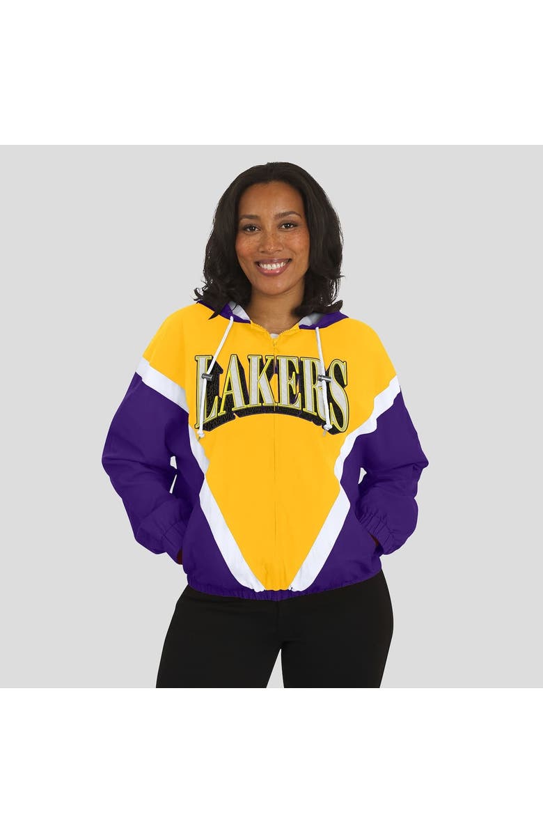 WEAR by Erin Andrews Women
s WEAR by Erin Andrews  Gold/Purple Los Angeles Lakers Color-Block Full-Zip Windbreaker, Alternate, color, Gold