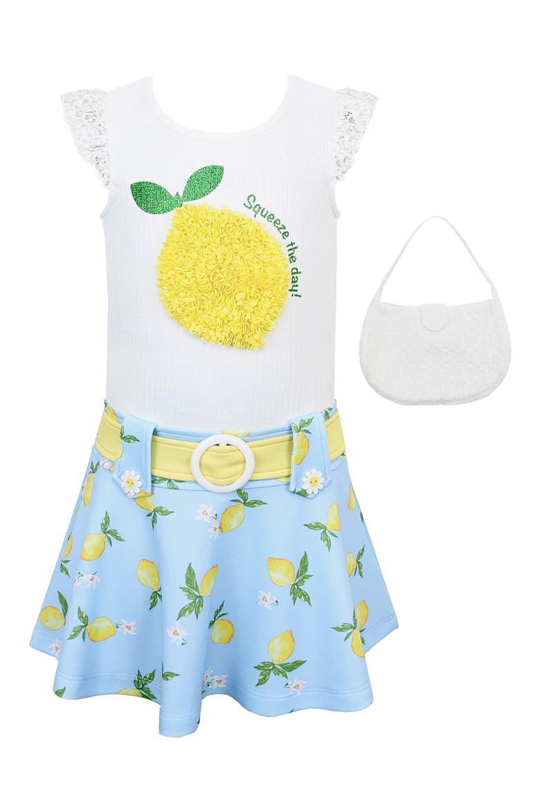 Kids' Lemon Dress & Handbag Set, Main, color, CREAM/BLUE