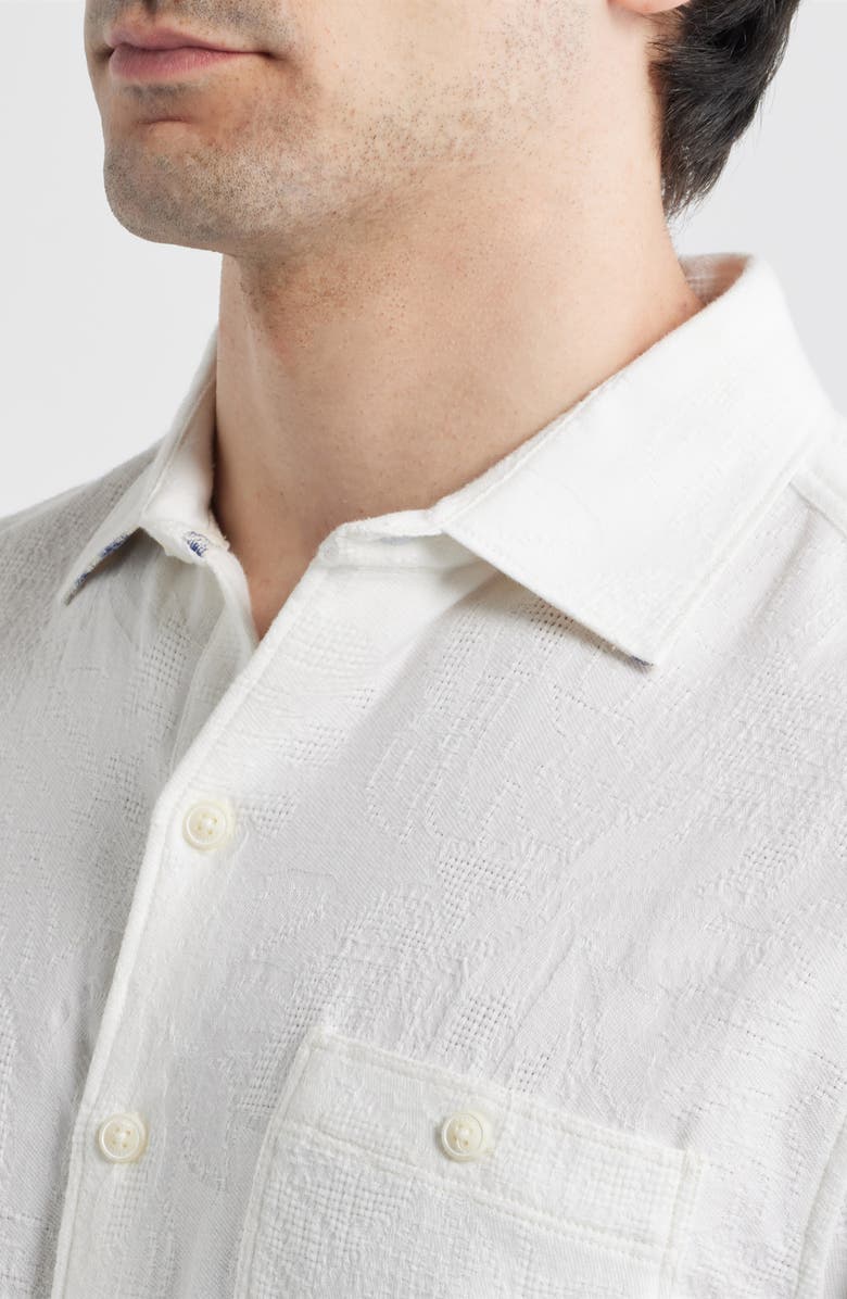 Tommy Bahama Breeze Island Short Sleeve Cotton Jacquard Button-Up Shirt, Alternate, color, White
