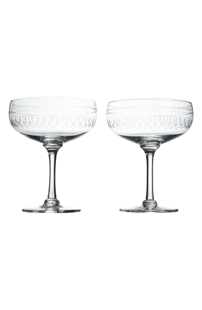 The Vintage List Set of 2 Crystal Cocktail Glasses, Main, color, Ovals
