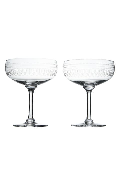 Set of 2 Crystal Cocktail Glasses