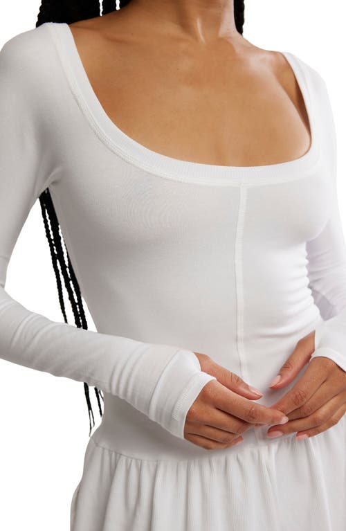 Free People Fp Movement Hot Shot Wide Leg Long Sleeve Jumpsuit In White