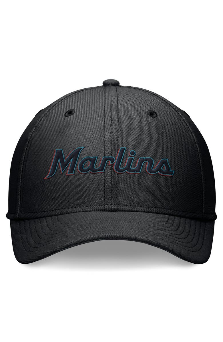 Nike Men's Nike Black Miami Marlins Evergreen Performance Flex Hat, Alternate, color, Black
