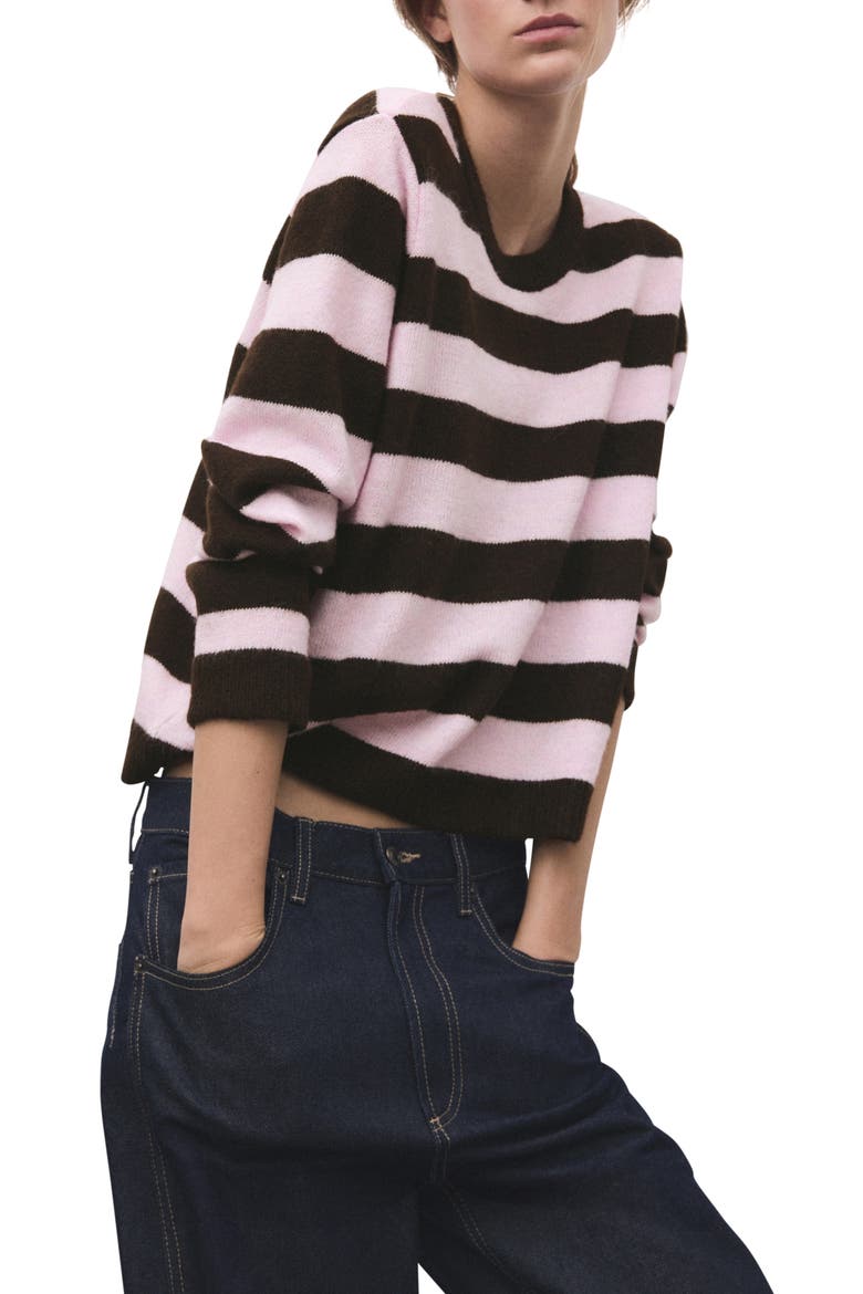 Stripe Crewneck Sweater, Main, color, PINK