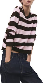 MANGO Stripe Crewneck Sweater