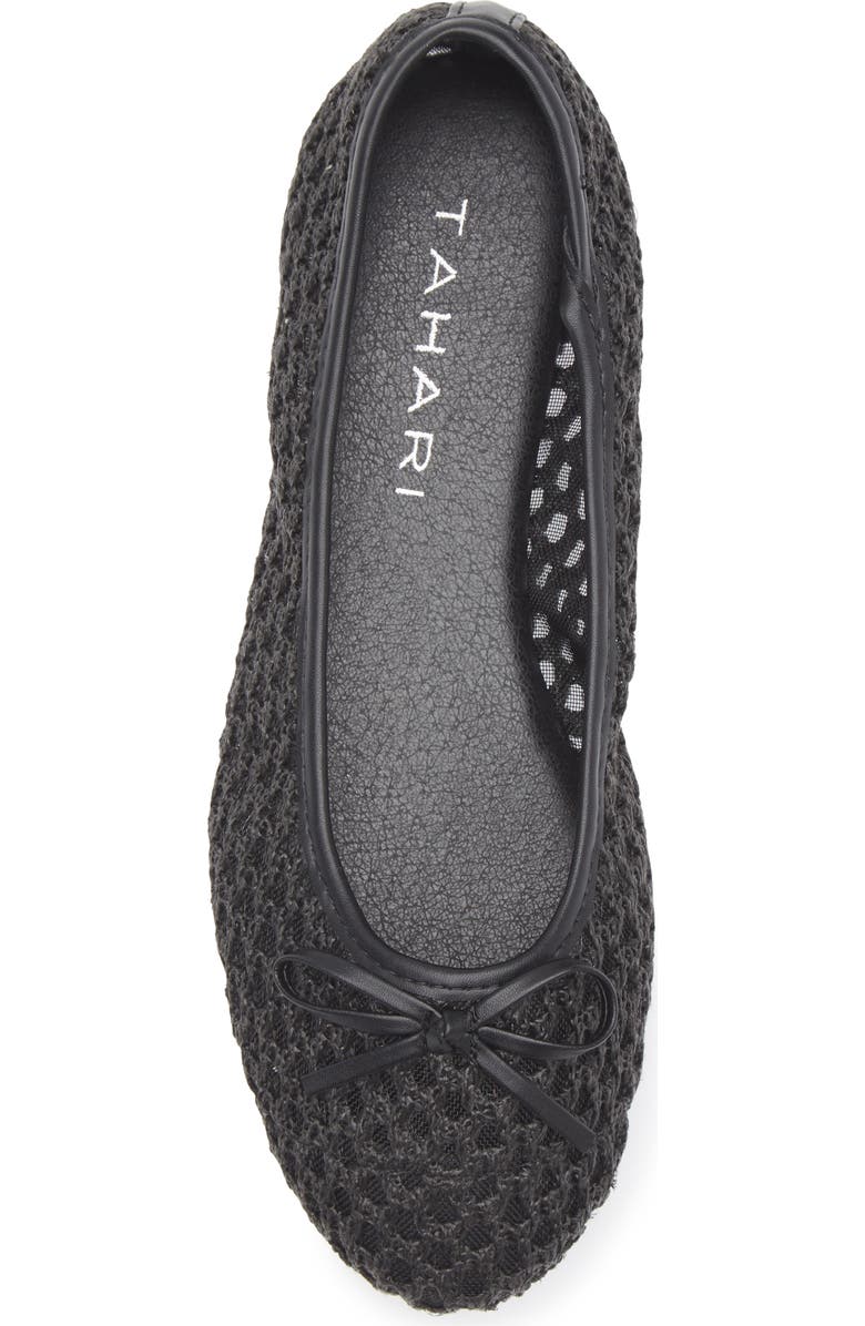 Tahari Coated Raffia Ballet Flat, Alternate, color, Black