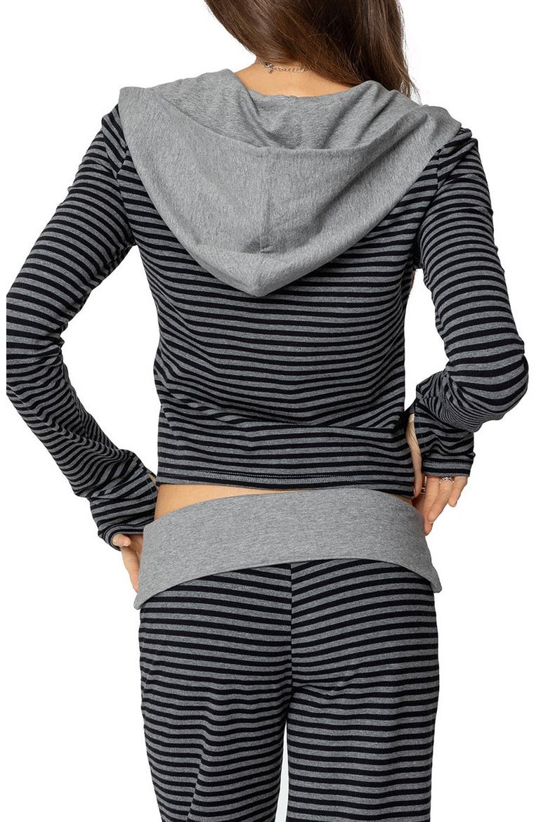Meggy Colorblock Stripe Zip Hoodie, Alternate, color, BLACK-AND-GRAY