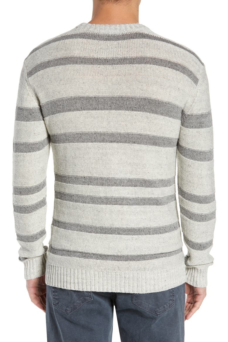 Gilpin Stripe Linen Blend Crewneck Sweater, Alternate, color, LIGHT GREY MELANGE STRIPE