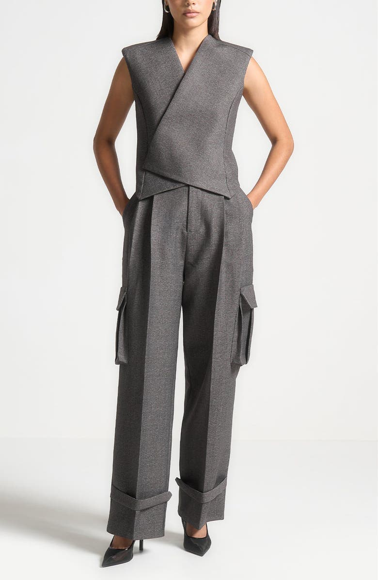 Manière De Voir Laurence Tailored Wrap Waistcoat, Alternate, color, Grey Marl