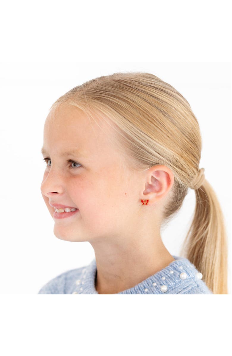 Pip Pop Red Enamel Bow Stud Earrings, Alternate, color, Red