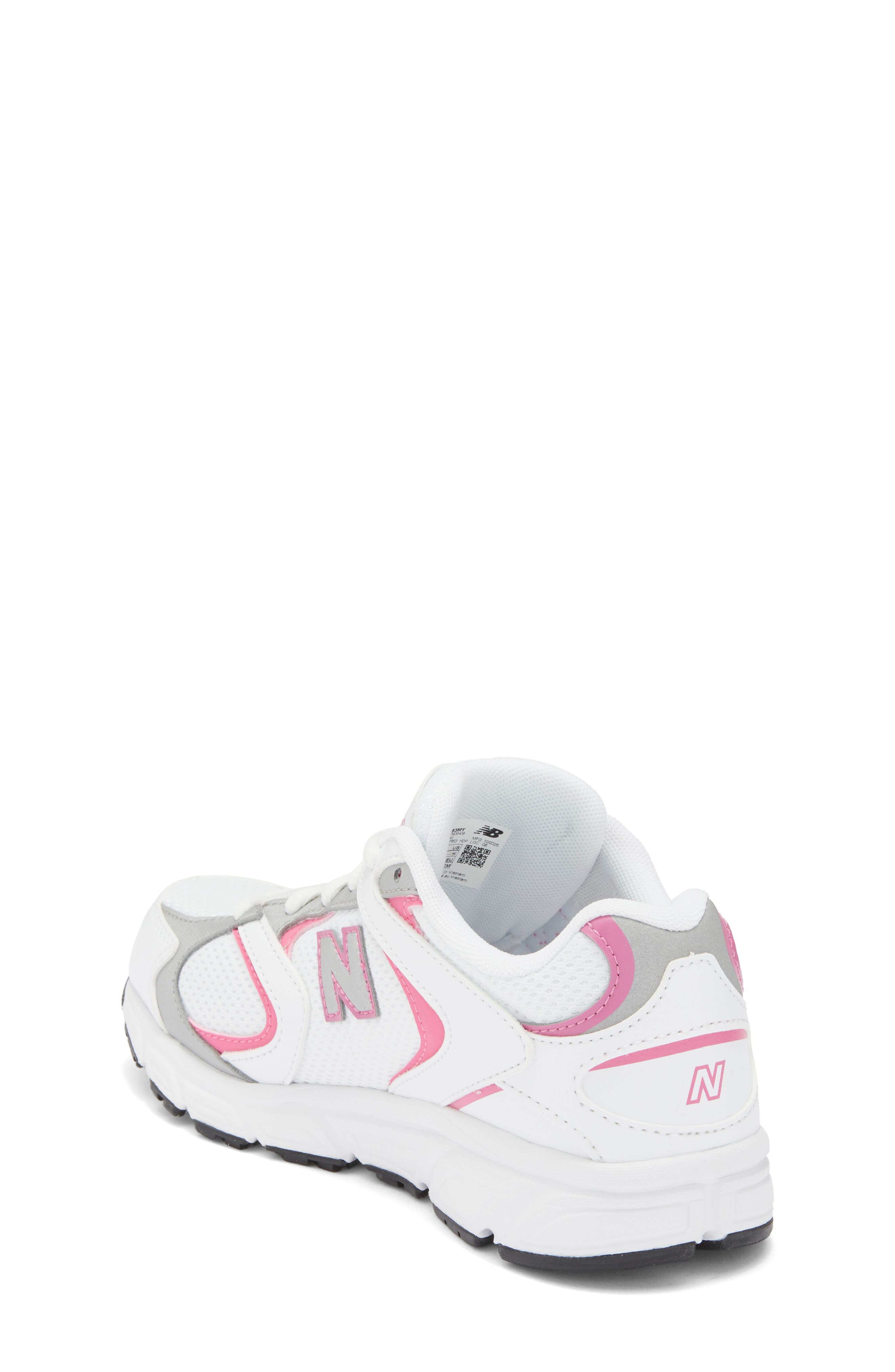 New Balance Kids' 408 Running Shoe, Alternate, color, White/ Pink Satin