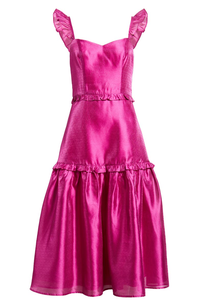 Lulus Ruffle Detail Textured Satin Dress, Alternate, color, 