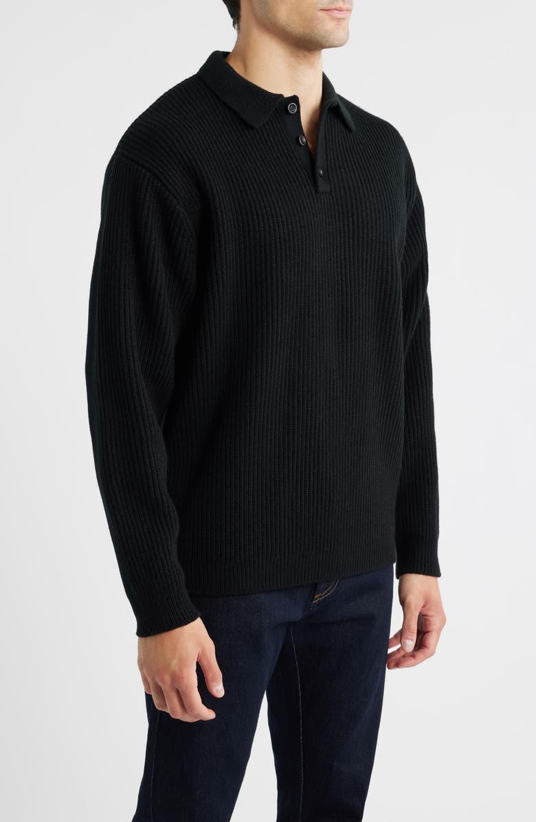 925 Originals Nicolas Rib Polo Sweater, Alternate, color, Black