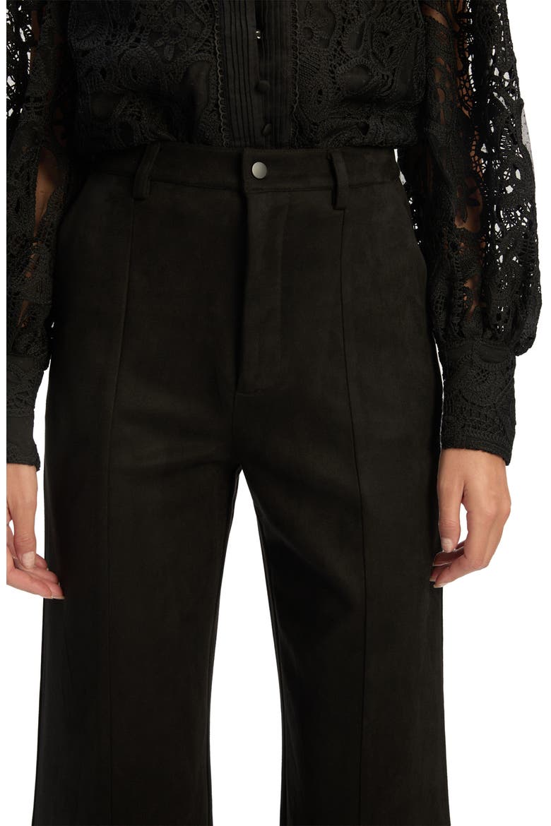 Marlowe Faux Suede Wide Leg Pants, Alternate, color, BLACK