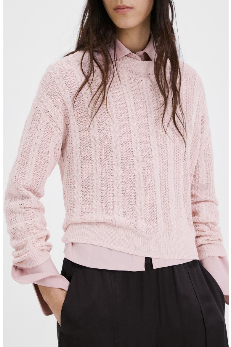Lace Pattern Sweater, Main, color, LIGHT/ PASTEL PINK