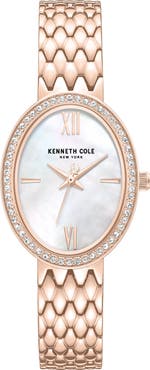 Kenneth Cole New York Oval Mother-of-Pearl & Crystal Bracelet Watch, 25mm x 38mm