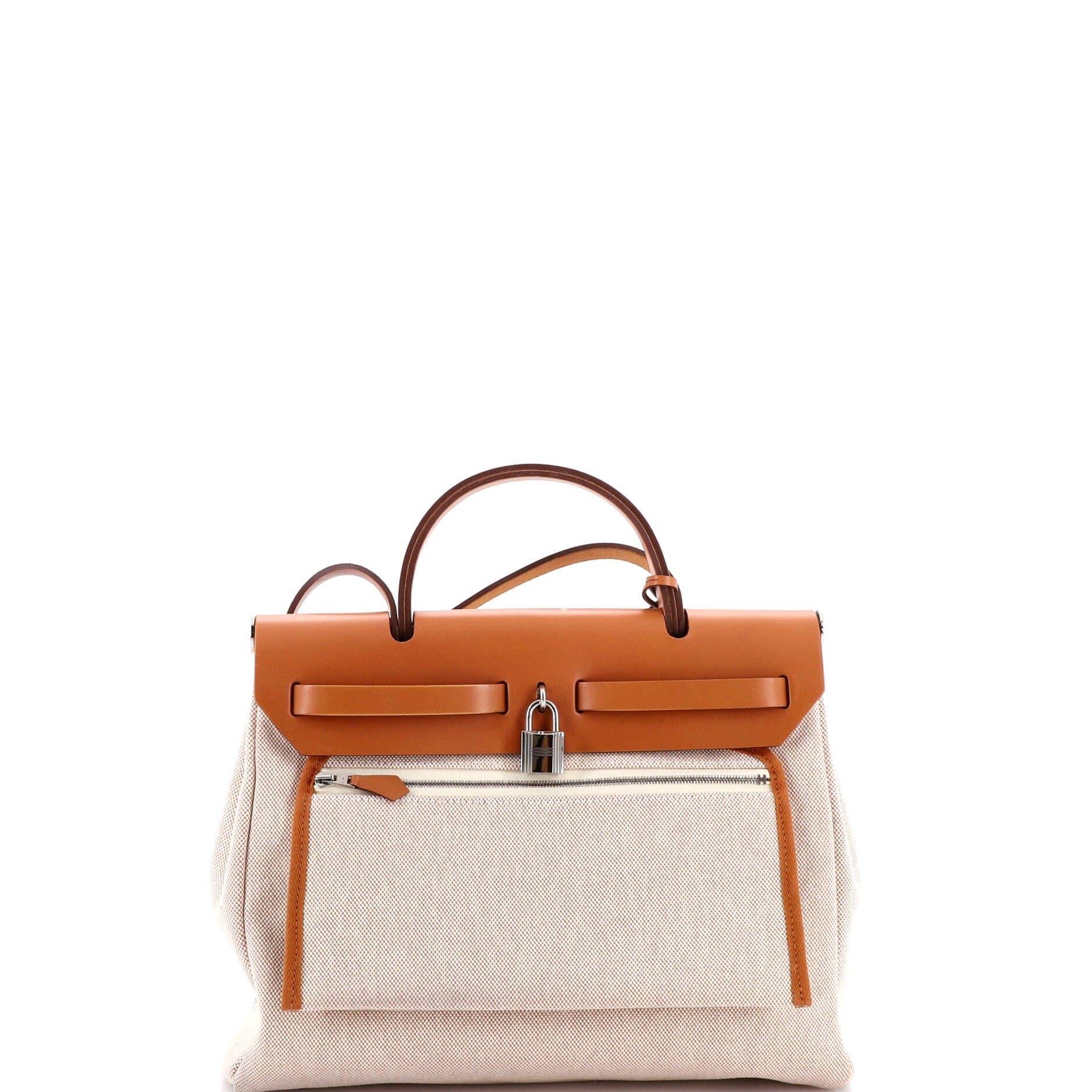 Pre-Owned Hermes Herbag Zip Pegase Pop Toile and Leather 31, Alternate, color, Ecru