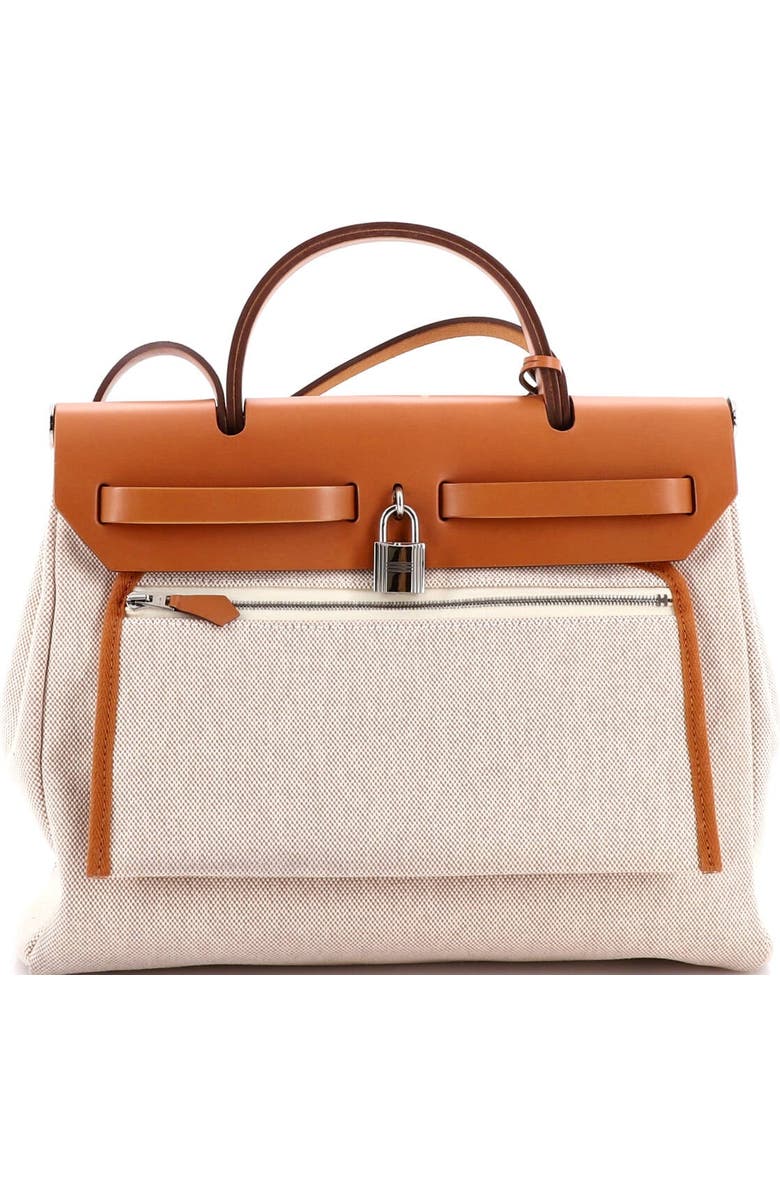 Pre-Owned Hermes Herbag Zip Pegase Pop Toile and Leather 31, Alternate, color, Ecru