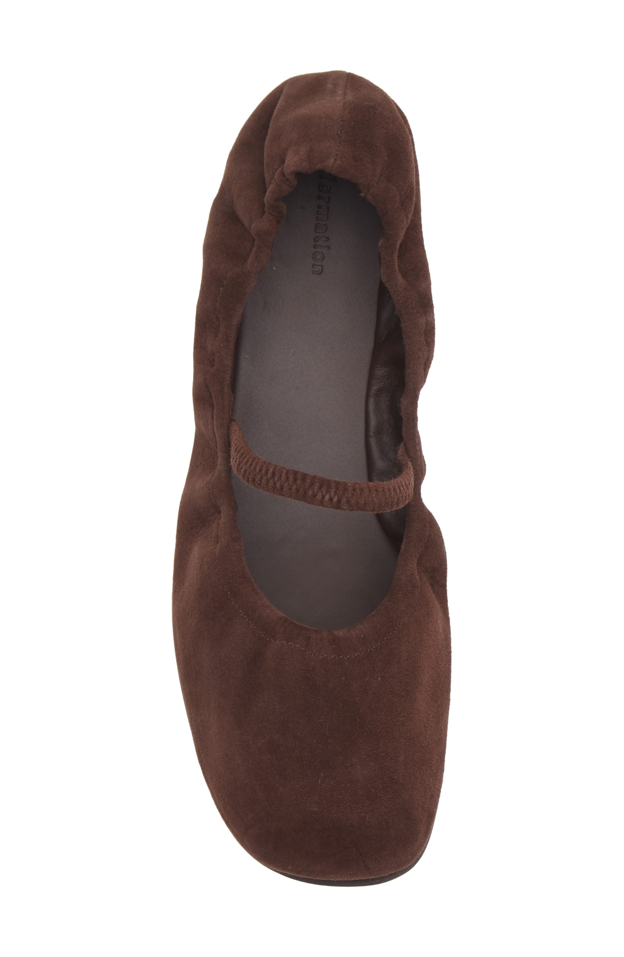 Reformation Buffy Mary Jane Ballet Flat, Alternate, color, Espresso Suede