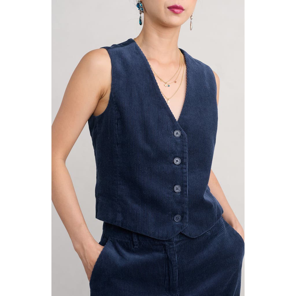 Seasalt Cornwall Pinpoint Organic Cotton Corduroy Vest In Maritime