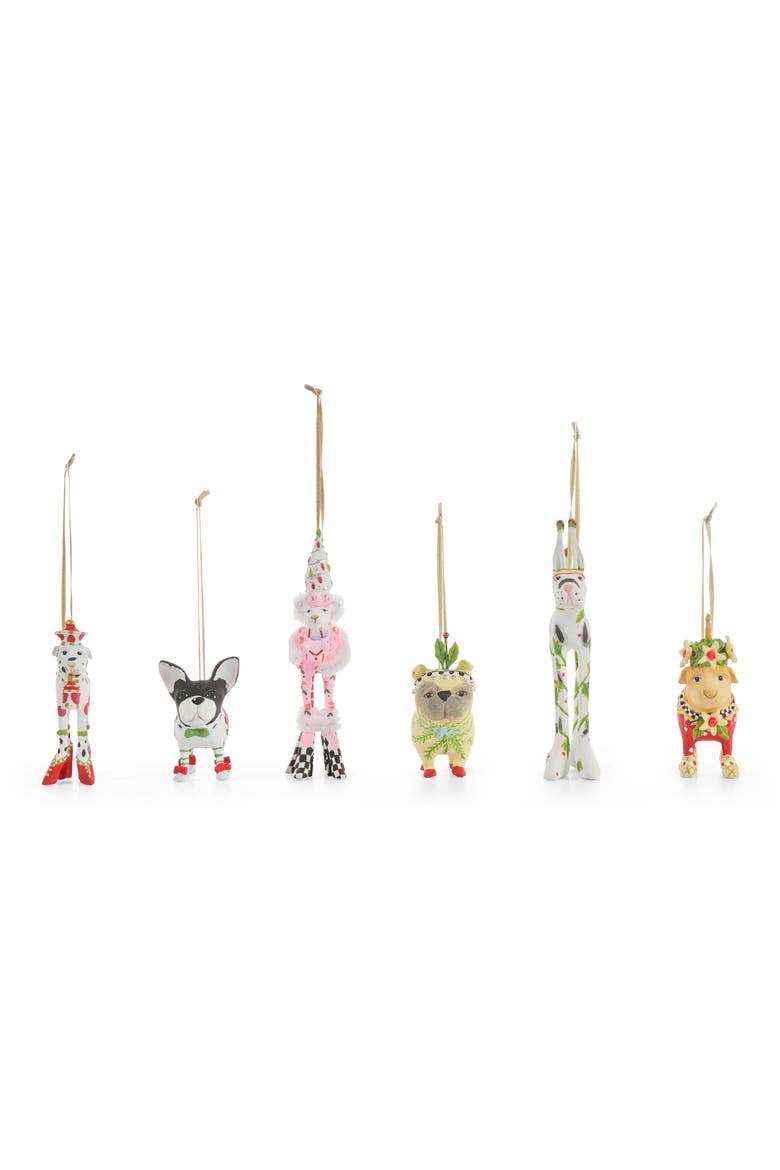 Patience Brewster Set of 6 Mini Dog Ornaments, Main, color, MULTI