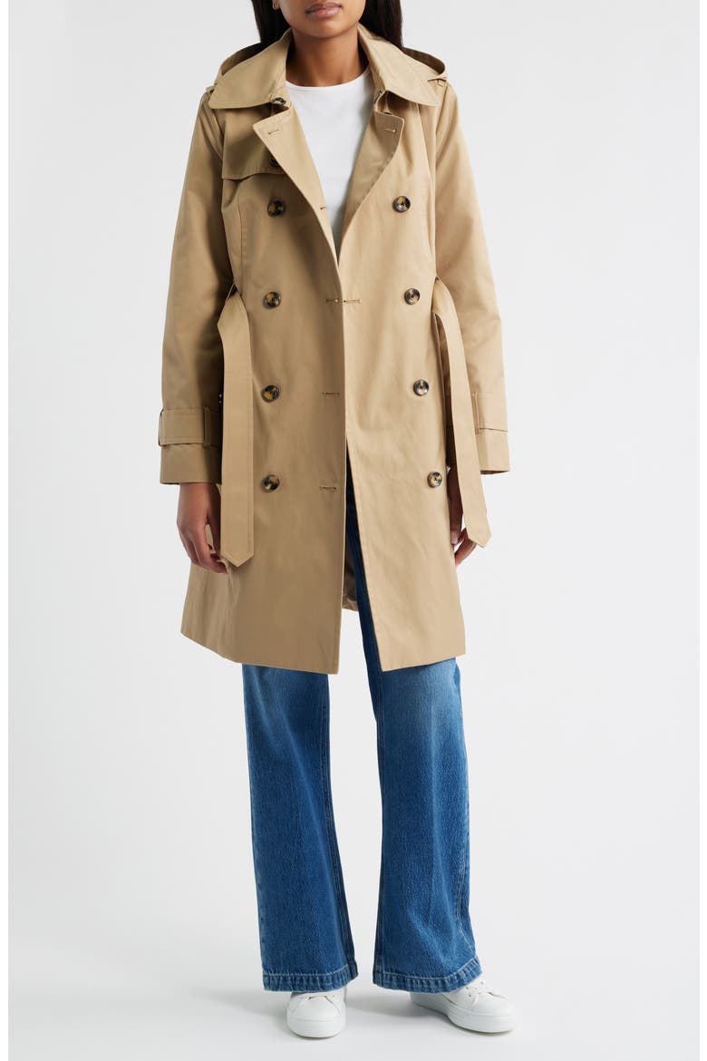 Double Breasted Trench Coat, Alternate, color, BR KHAKI