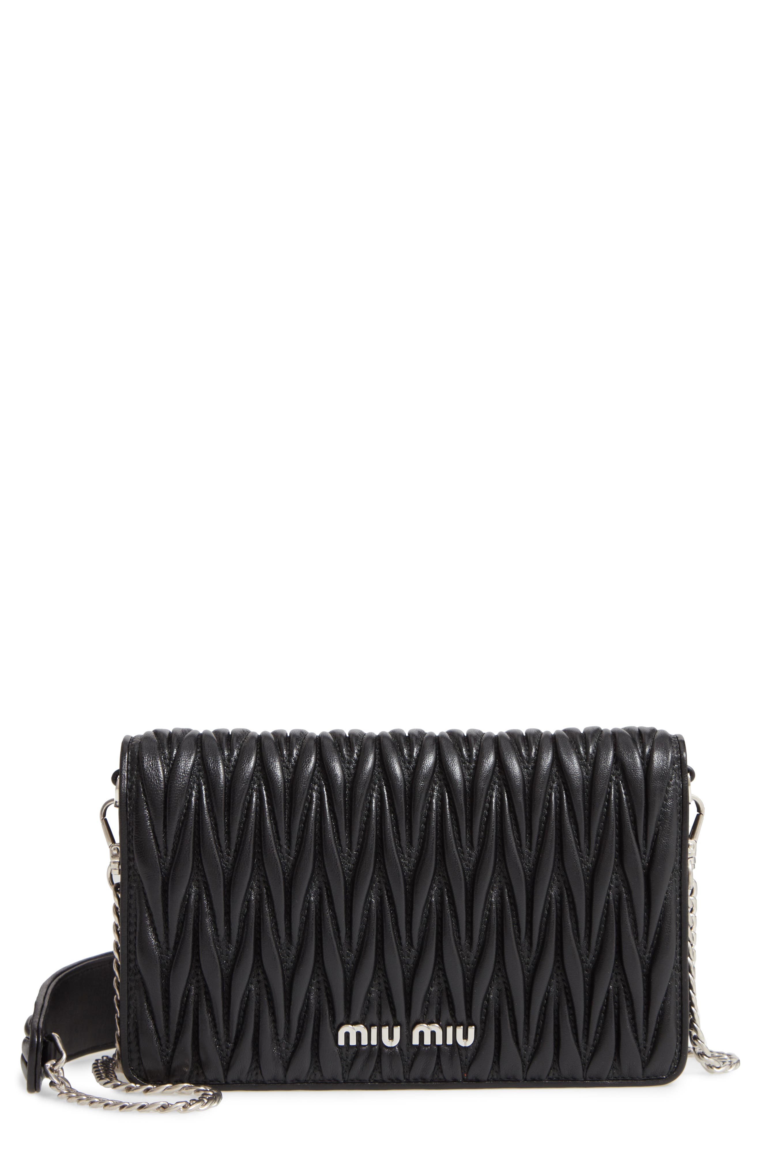 Miu Miu Matelassé Flap Crossbody Bag, Main, color, 