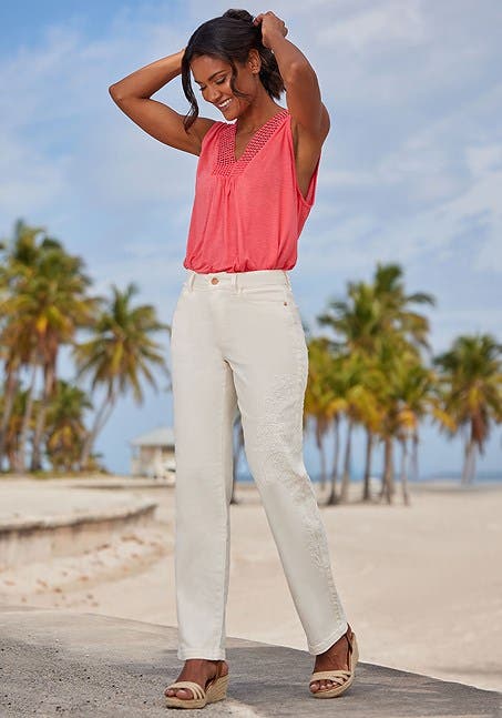 Women's Embroidered Straight Leg Jeans - image 2