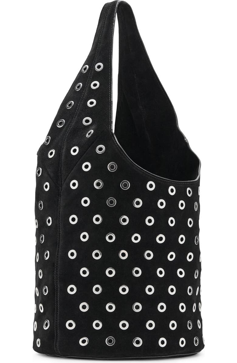 MANGO Grommet Detail Leather Bucket Bag, Alternate, color,