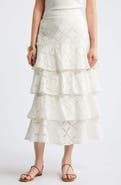 Treasure & Bond Tiered Eyelet Embroidered Maxi Skirt