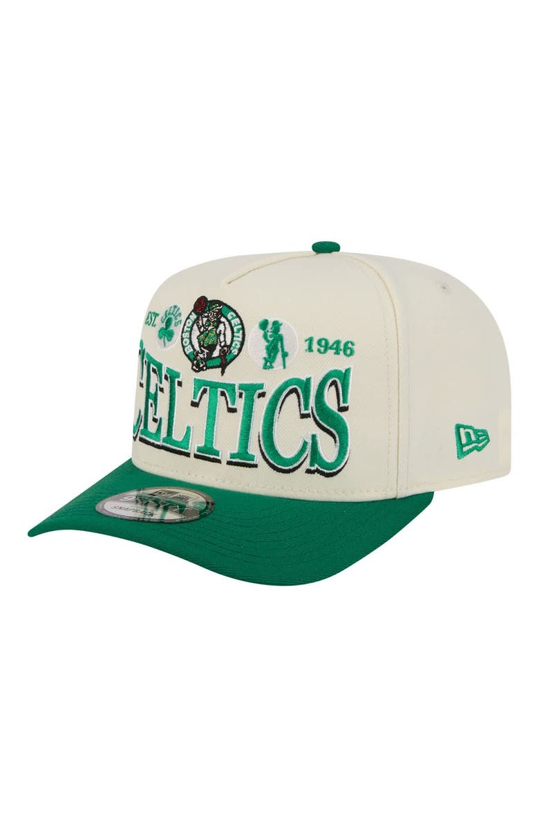 New Era Men's New Era  Cream/Kelly Green Boston Celtics Stretched 2-Tone A-Frame 9FIFTY Adjustable Hat, Main, color, Cream