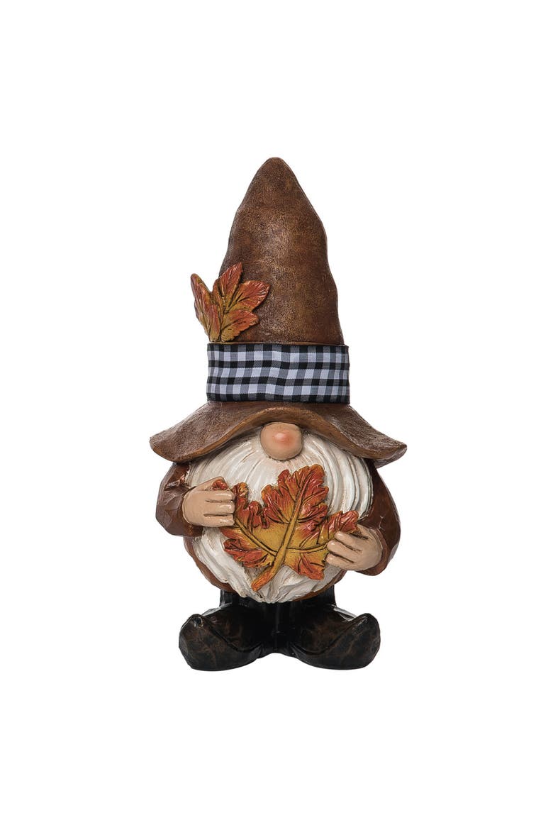 Resin Green Harvest Farmer Gnome Figurine, Main, color, Brown