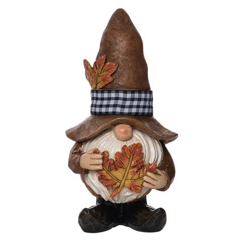 Resin Green Harvest Farmer Gnome Figurine