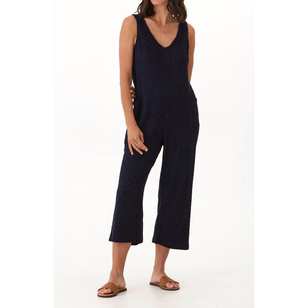 Threads 4 Thought Rainey Sleeveless Jacquard Terry Crop Jumpsuit In Black