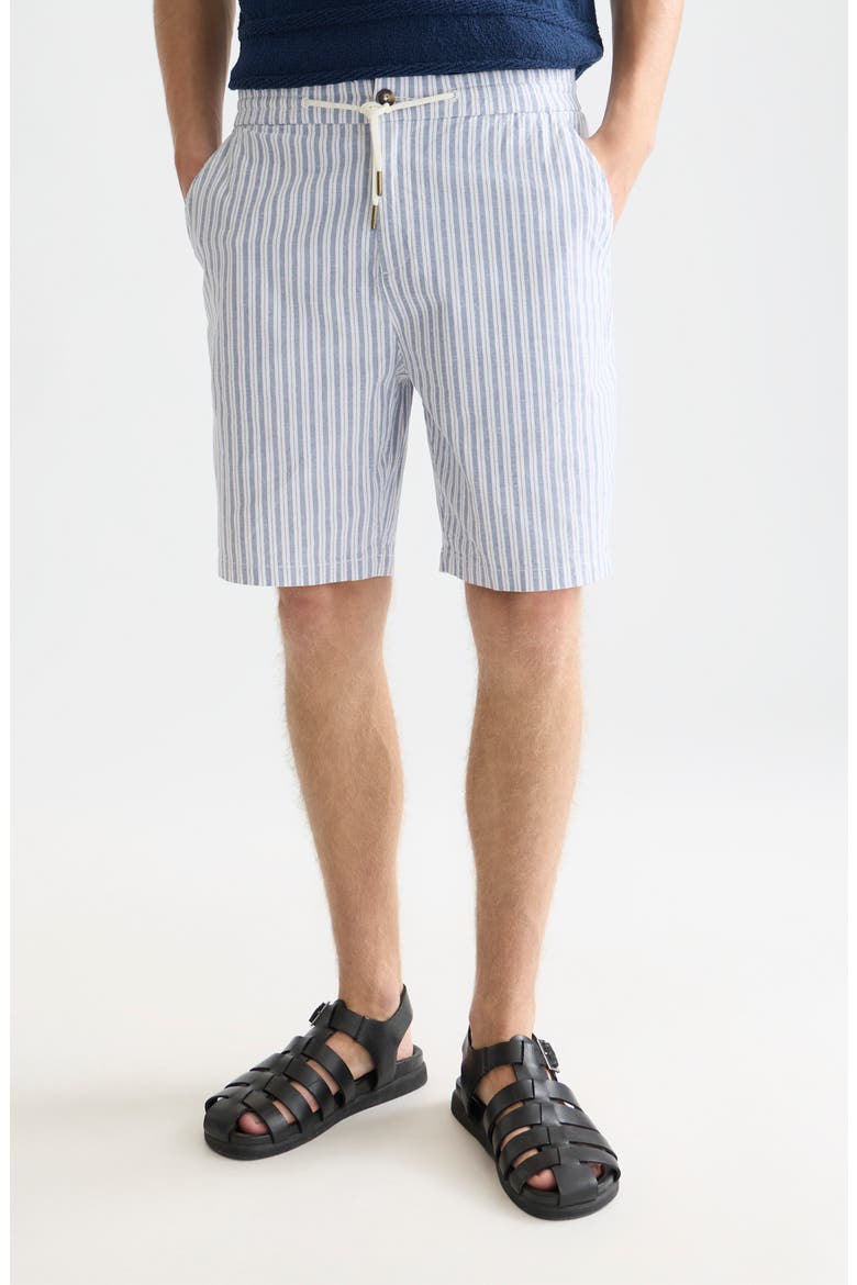 Stretch Cotton & Linen Bermuda Shorts, Main, color, INFINITY STRIPE