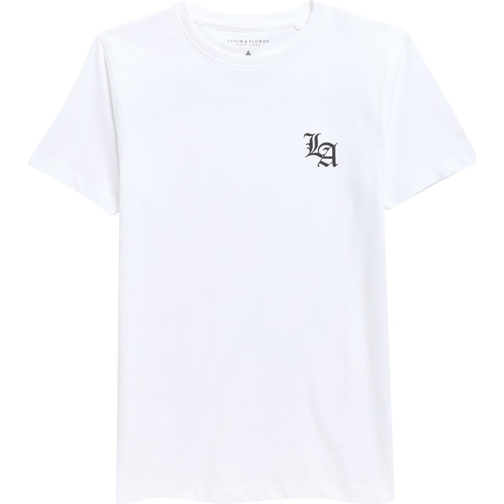 Denim And Flower Kids' Puff Print La Graphic T-shirt In White
