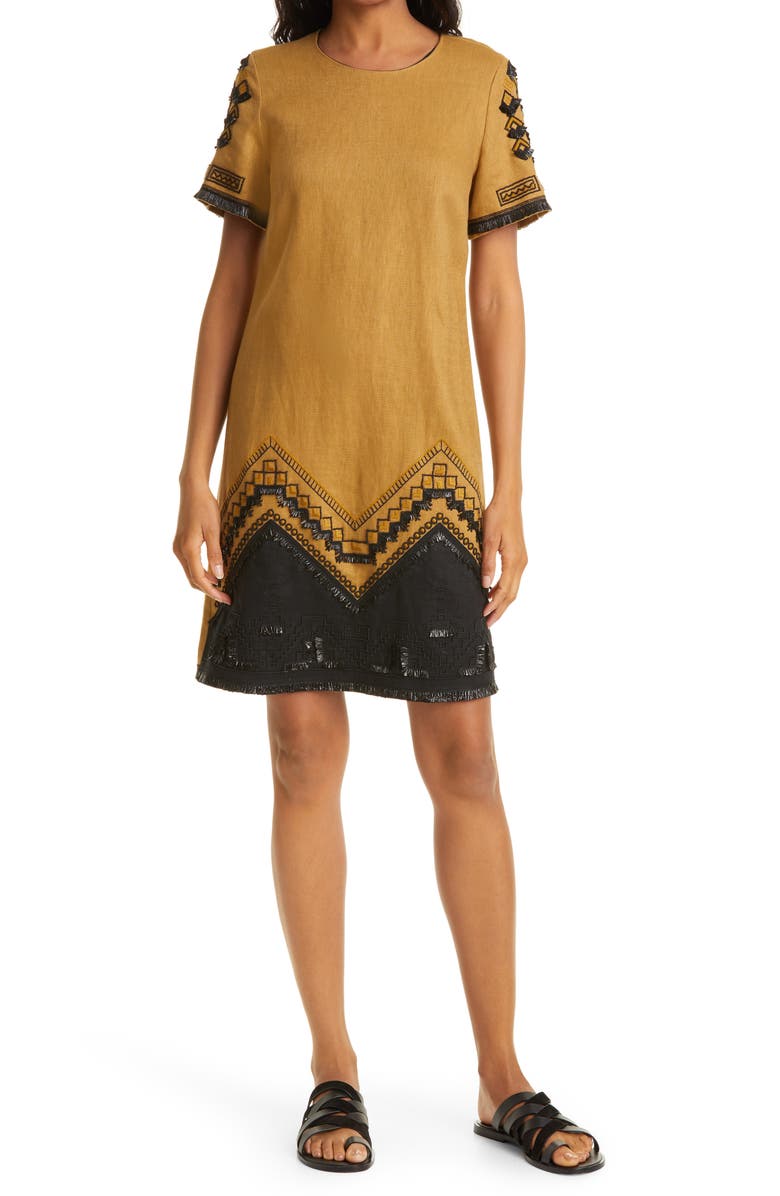 KOBI HALPERIN Gia Beaded Linen Dress, Main, color,