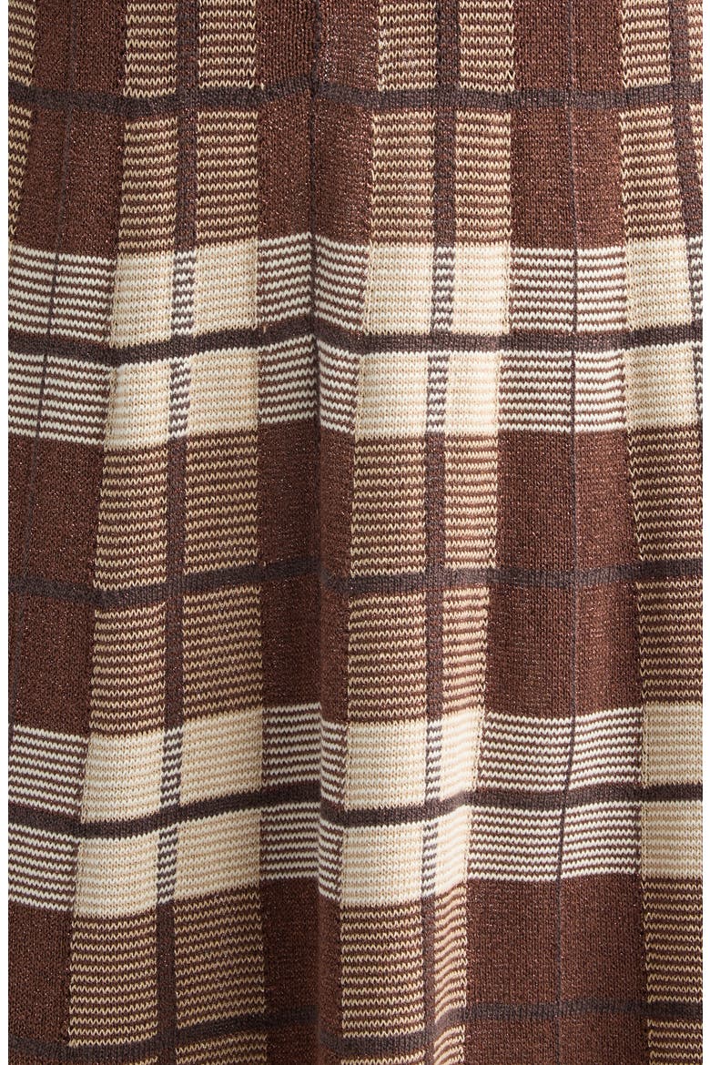 Louisa Metallic Plaid Knit Midi Dress, Alternate, color, HERITAGE BROWN PLAID