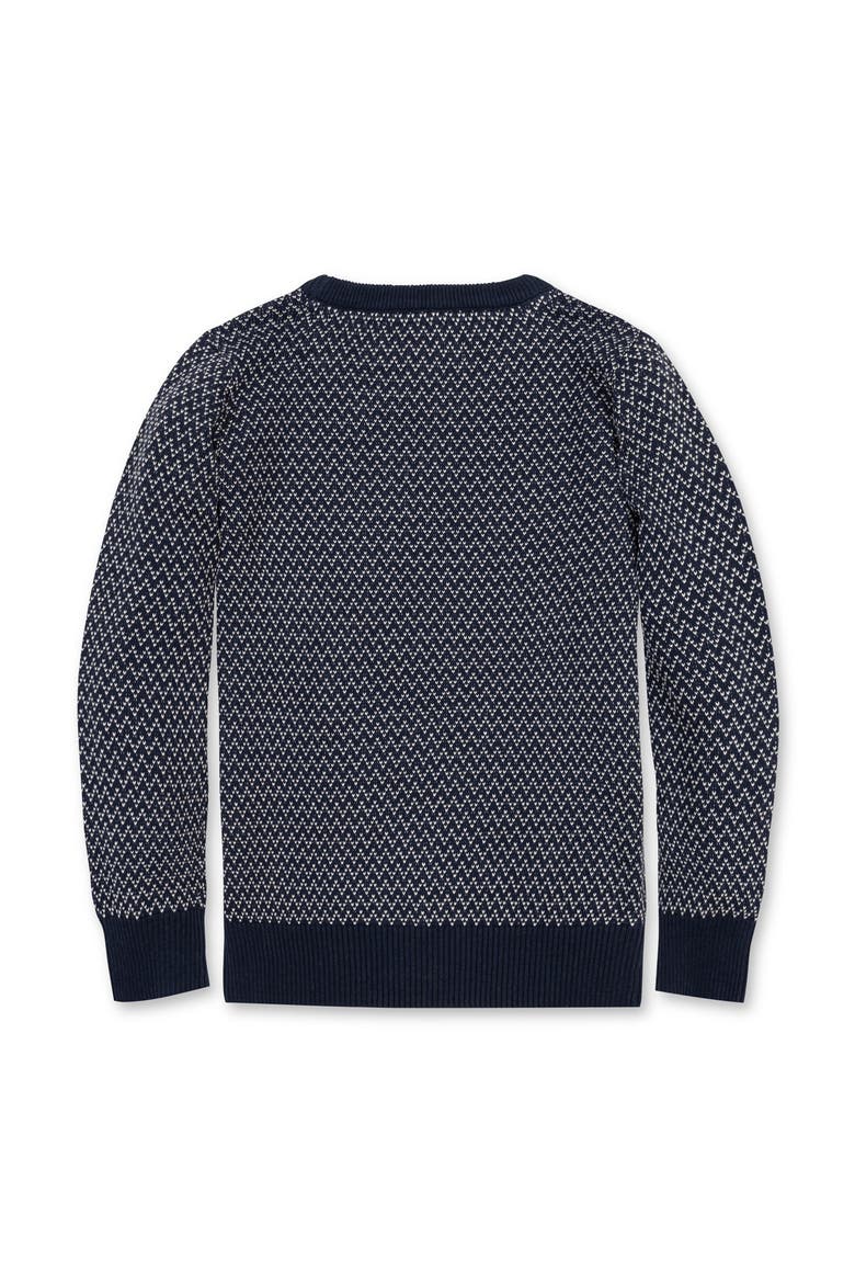 Kids' Organic Fine Gauge Crew Neck Sweater, Alternate, color, Navy Herringbone