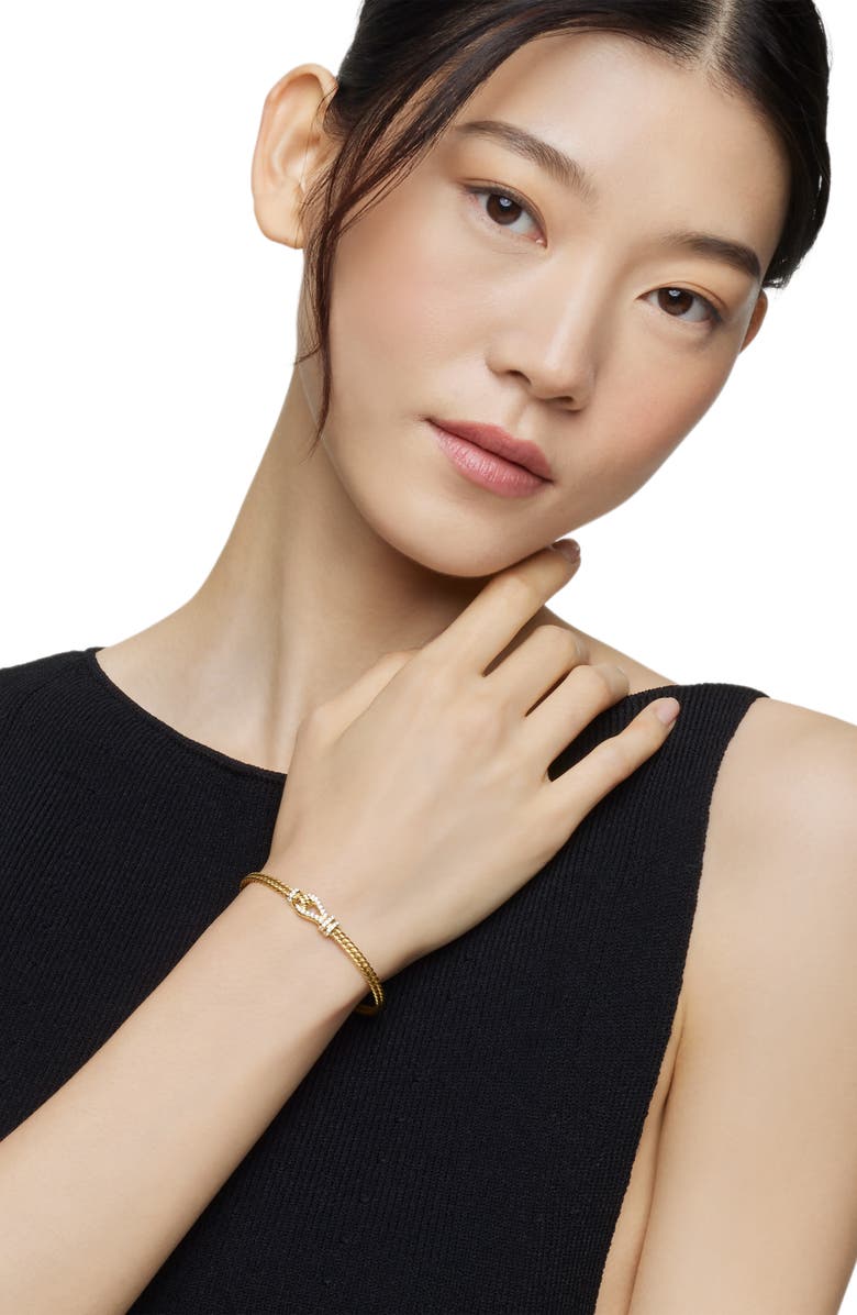 David Yurman Thoroughbred Loop Bracelet in 18K Yellow Gold with Diamonds, 4.5mm, Alternate, color, 18K Yellow Gold