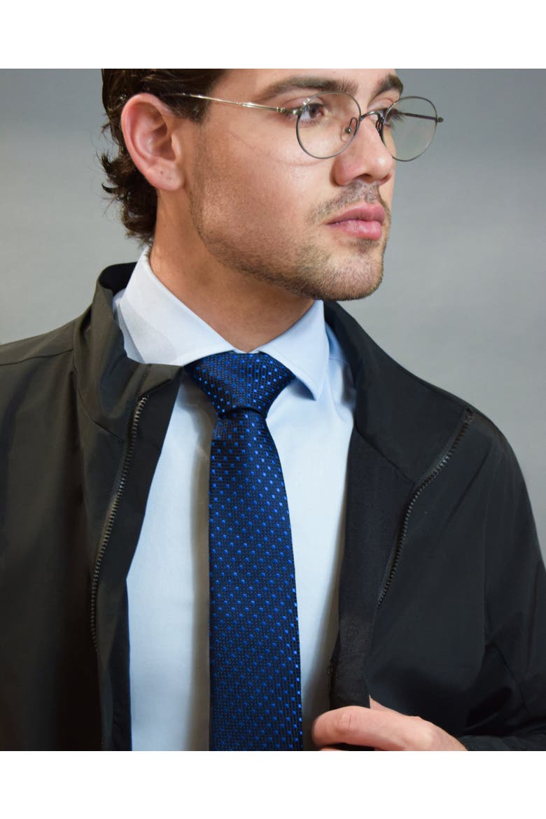 Diamond Grid Silk Jacquard Tie, Alternate, color, Navy