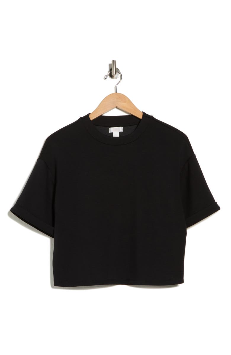 NORDSTROM RACK Crewneck Scuba T-Shirt, Alternate, color, Black