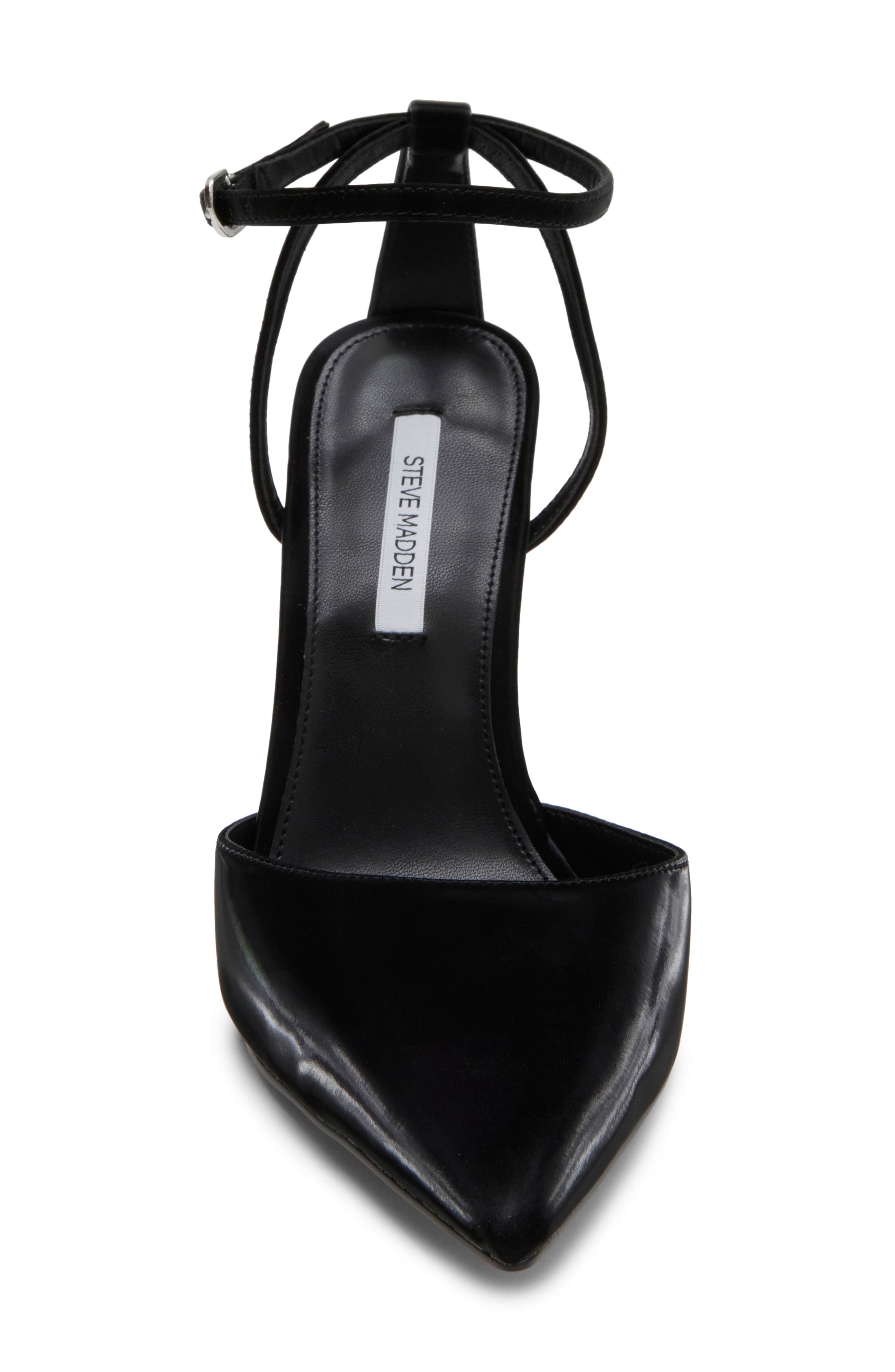 Morrie Pointed Toe Ankle Strap Pump, Alternate, color, BLACK TECHNO SATIN