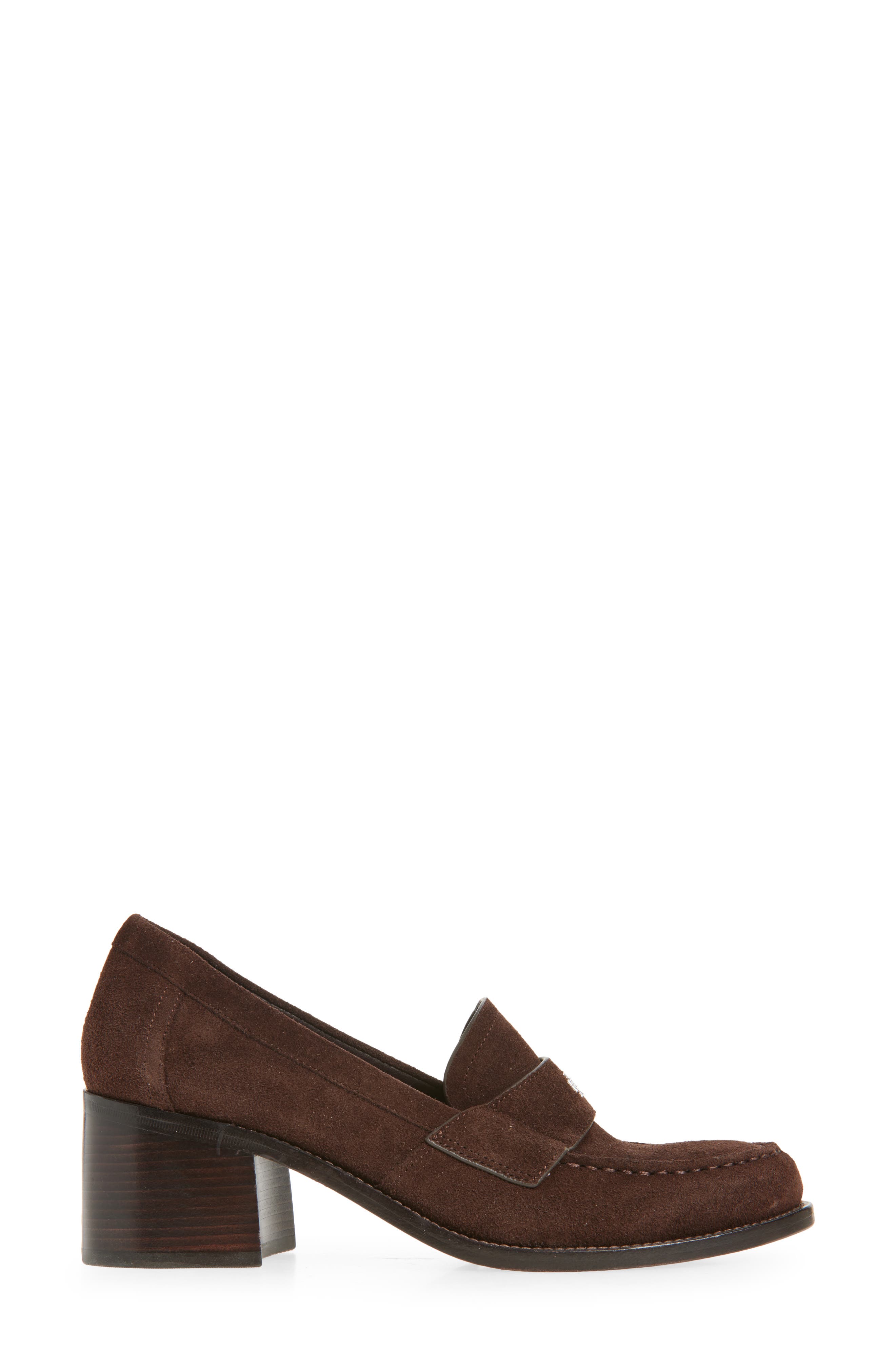 Double T Logo Loafer Pump, Alternate, color, DARK COCOA