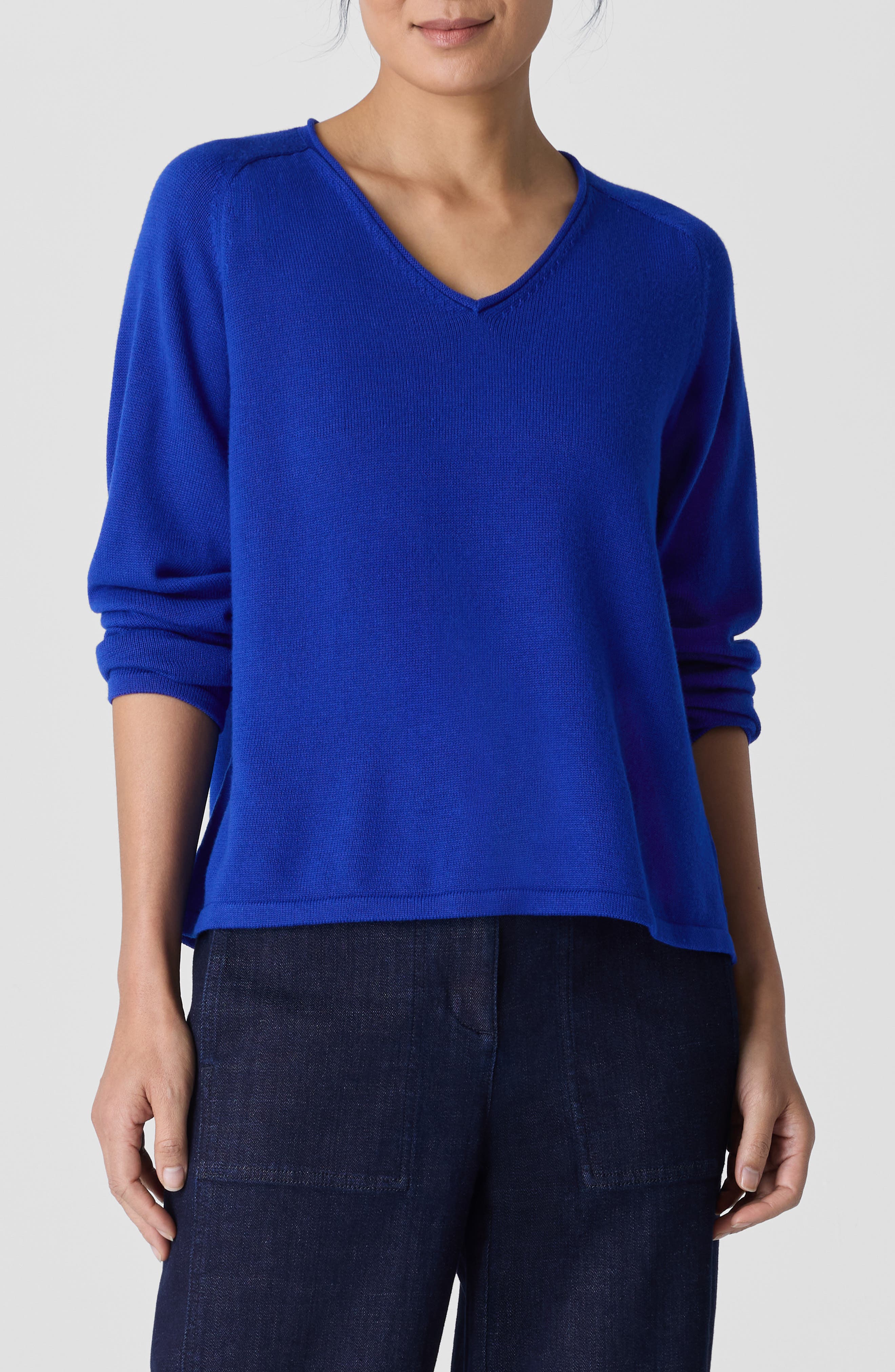 Eileen Fisher Saddle Stitch Organic Cotton Blend Sweater