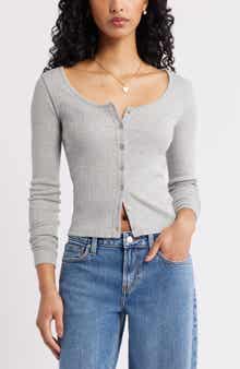 BP. Scoop Neck Pointelle Cardigan