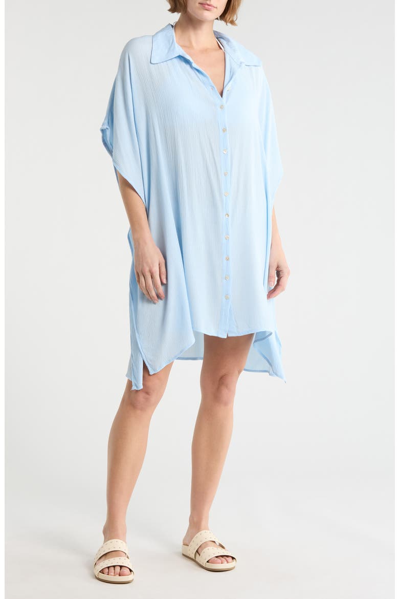 Sharkbite Button-Up Coverup, Main, color, BLUE